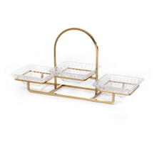 Novell Serviergestell Gold mit 3 Glasschälchen