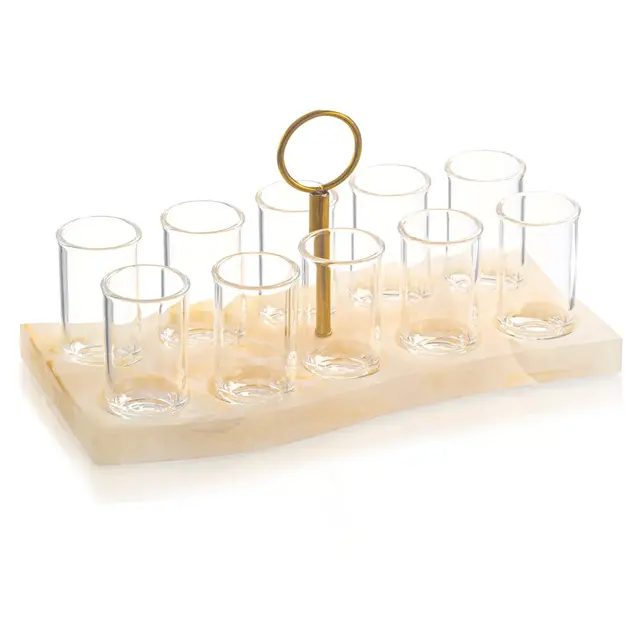Waterdale Service à Liqueur avec 10 Verres et Plateau de Service Élégant