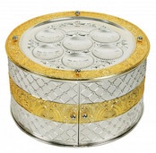Seder Plate - 3 Tier - Silver & Gold Plated - Large