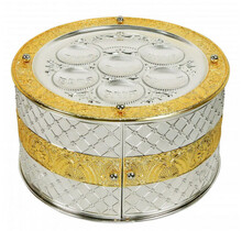 Seder Plate - 3 Tier - Silver & Gold Plated - Large