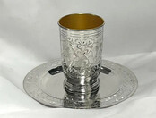 Elegant Silver Coated Kiddush Cup with Deep Tray