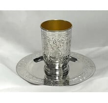 Elegant Silver Coated Kiddush Cup with Deep Tray