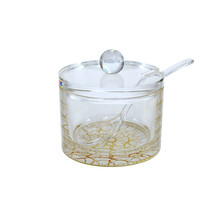 Brilliant Acrylic Round Honey Jar Marble White with Spoon