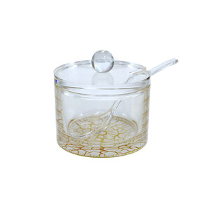 Acrylic Round Honey Jar Marble White with Spoon