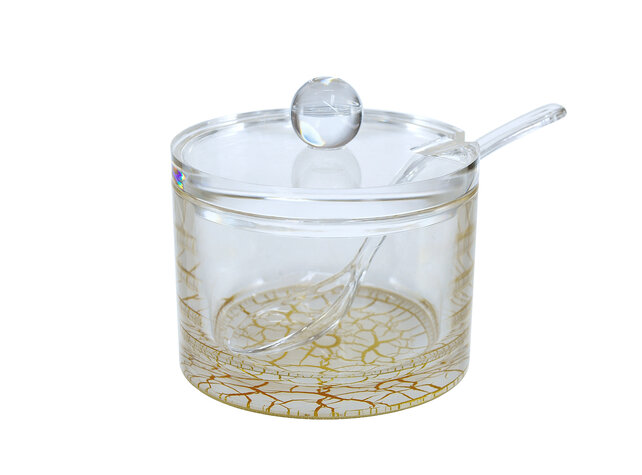 Brilliant Acrylic Round Honey Jar Marble White with Spoon