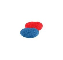 Lola Plastic Mesh Scouring Pads - 2 Pack, 3.375" x 1.25", Non-Scratch Dish Scrubbers to Clean, Red, Orange