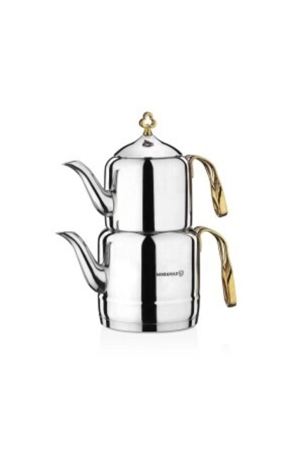 Korkmaz Çintemani Stainless Steel Teapot Set 1.1L + 2L - Induction Compatible