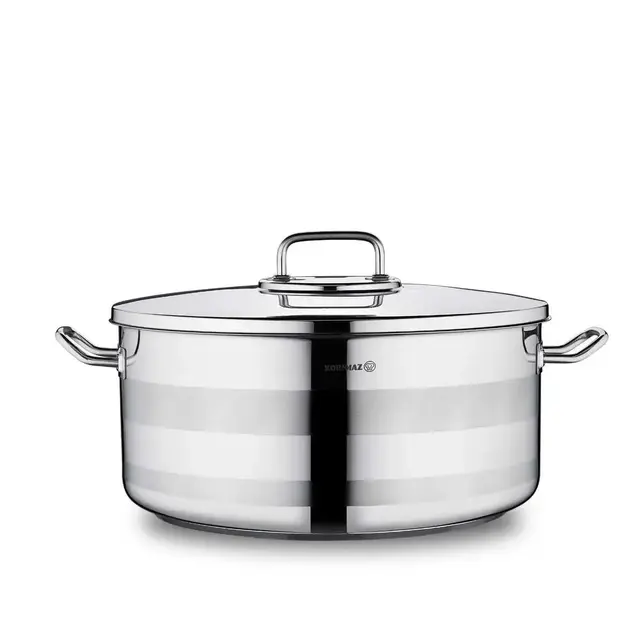 Korkmaz cocotte Astra2 en inox avec couvercle – compatible induction & cuisson homogène