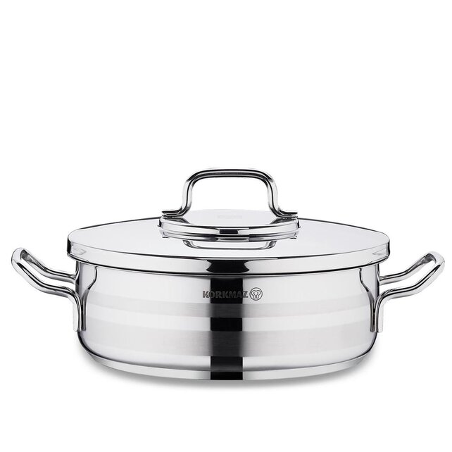 Korkmaz cocotte Astra2 en inox avec couvercle – compatible induction & cuisson homogène