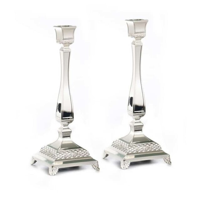 Paldinox  Set 2 Bougeoirs Classiques Argentés 36 cm
