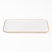 Novell Rechteckiges Gehämmerte Glas Serviertablett mit Goldrand