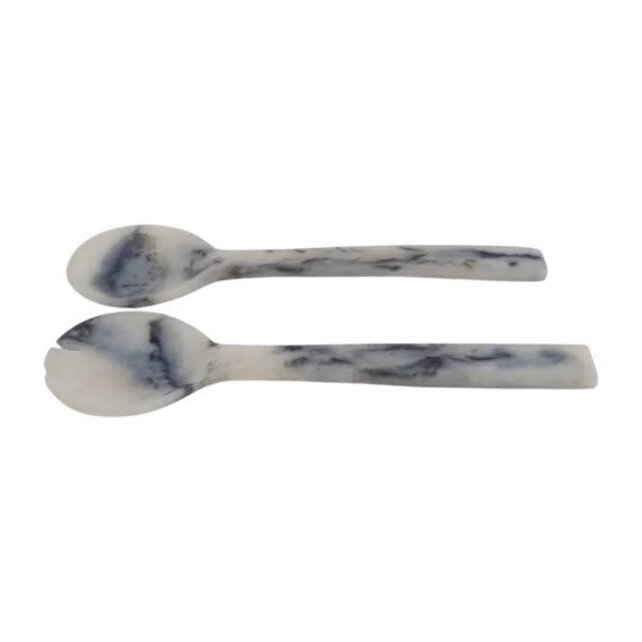 Novell Saladebestek Set 28 cm Grijs Polyrésin – Saladelepel en Vork voor Serveren