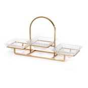Novell Serviergestell Gold mit 3 Glasschälchen