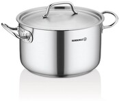Korkmaz Proline Stainless Steel Cooking Pot with Lid – Deep Casserole with Even Heat Distribution