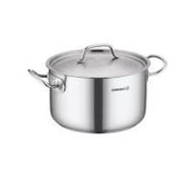 Korkmaz Proline RVS Kookpan met Deksel – Diepe Pan met Gelijkmatige Warmteverdeling