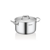 Korkmaz Proline RVS Kookpan met Deksel – Diepe Pan met Gelijkmatige Warmteverdeling