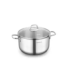 Korkmaz Perla stainless steel pot with glass lid – induction compatible & energy efficient