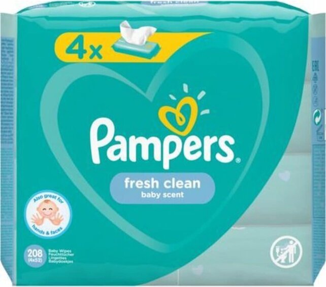 Pampers Fresh Clean babydoekjes 208 stuks 4x52