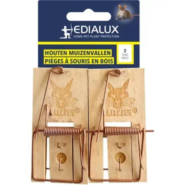 Edialux Wooden Mouse Traps - 2 Pcs - Effective and Reusable - Fight Mice
