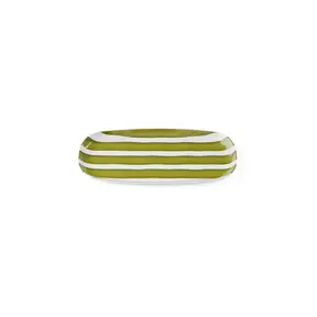 Riviera Oval Melamine Plate – Avocado Striped