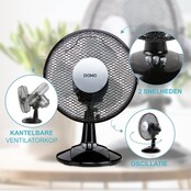 DOMO DO8138 Tafelventilator 23 cm 30W Zwenkfunctie Zwart