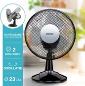 DOMO DO8138 Tafelventilator 23 cm 30W Zwenkfunctie Zwart