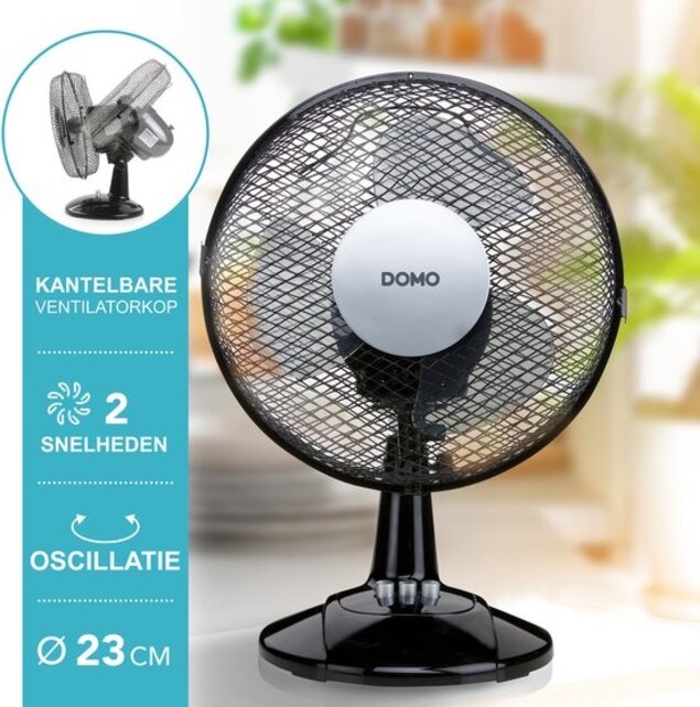 DOMO DO8138 Tafelventilator 23 cm 30W Zwenkfunctie Zwart
