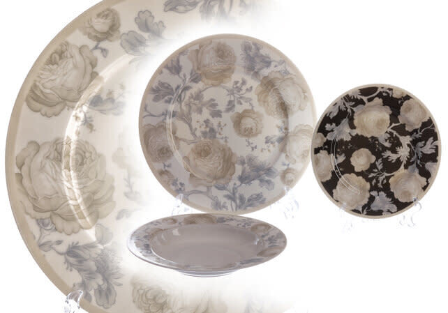 Brilliant Dinnerware Grey rose 18 pc