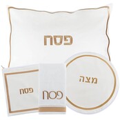Waterdale  Leather Pesach Set - Hotel Style - White & Gold