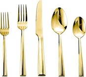 Godinger Ménagère Dorée 20 Pièces en Acier Inoxydable Finition Miroir