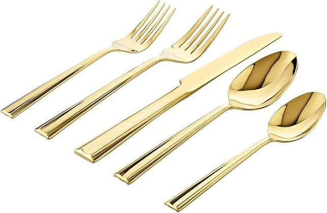 Godinger 20-teiliges Goldbesteck Set aus Edelstahl mit Spiegelglanz-Finish