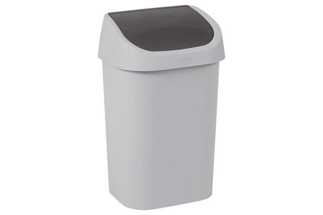 Curver Mistral Swing Poubelle 10L Grise avec Couvercle Basculant