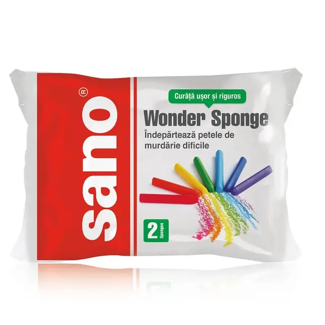 Sano Wonder Sponge 2 stuks – verwijdert hardnekkige vlekken moeiteloos