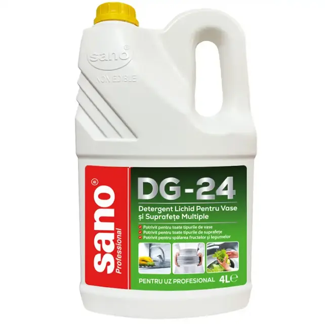 Sano Professional DG-24 Liquide Vaisselle & Multi-Surfaces 4L – pH-Neutre, 24% d'Actifs