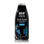 Keff Men 3-en-1 Sea Energy 500ml – shampoing, gel douche et nettoyant visage en un