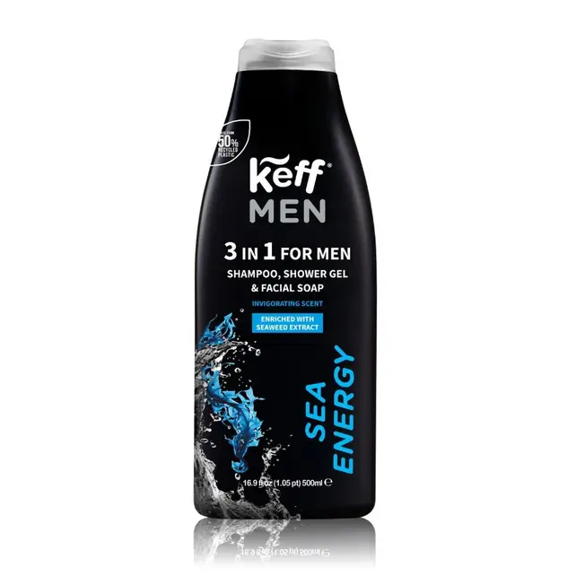 Keff Men 3-in-1 Sea Energy 500ml – shampoo, douchegel en gezichtsreiniger in één