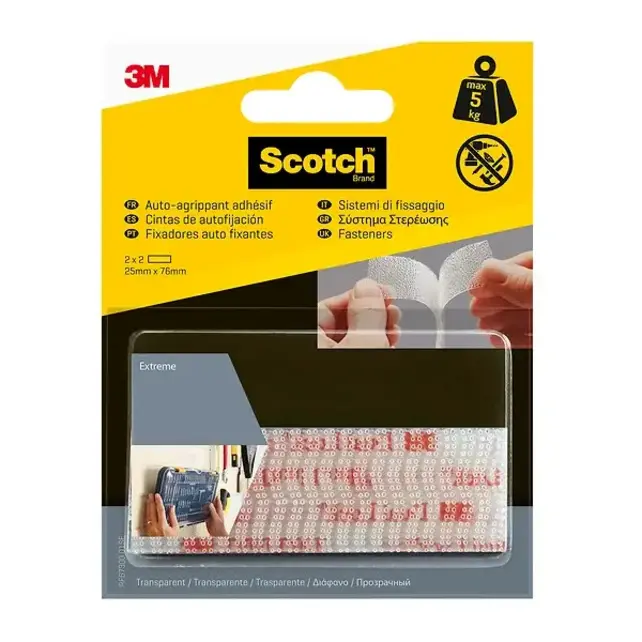Scotch Extreme Fasteners 25x75mm 2 Sets Transparant