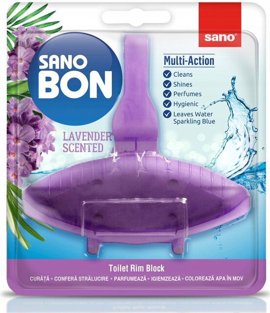Sano Bon Toilet Rim Block 5-in-1 – Cleans, Disinfects, Tints Water & Prevents Limescale
