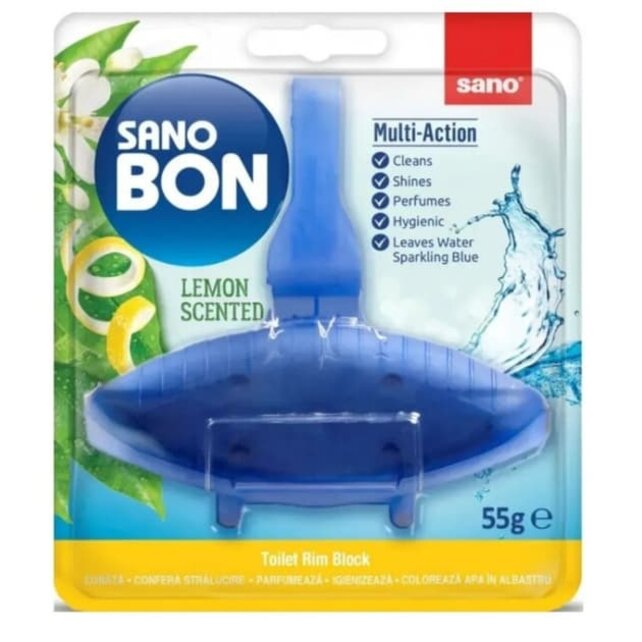 Sano Bon Toiletblok 5-in-1 – reinigt, desinfecteert, kleurt water en voorkomt kalkaanslag