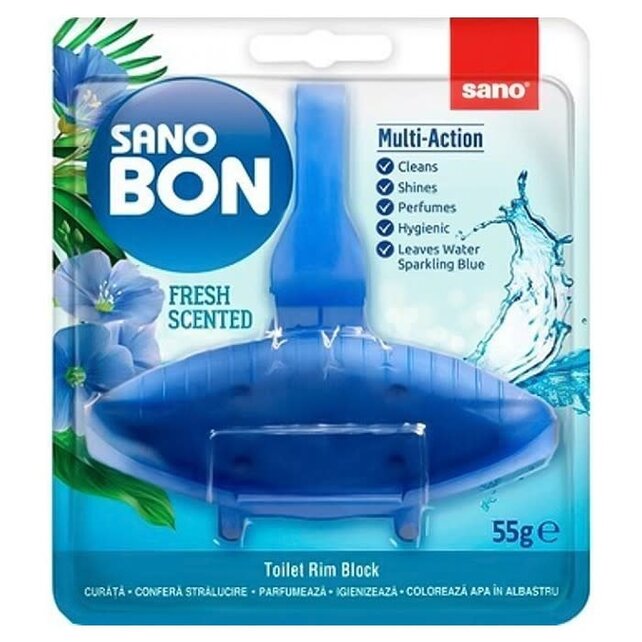 Sano Bon Toiletblok 5-in-1 – reinigt, desinfecteert, kleurt water en voorkomt kalkaanslag