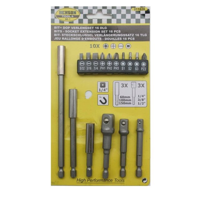 Benson Bits - Socket Extention Set 16pcs