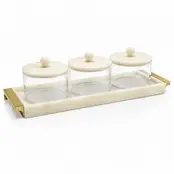 Waterdale Dip Bowl Set 3 Rectangle Resin Gold