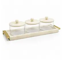 Waterdale Dip Bowl Set 3 Rectangle Resin Gold