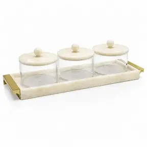 Waterdale Dip Bowl Set 3 Rectangle Resin Gold