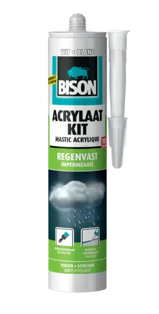 Bison Acrylaatkit Wit 300 ml – Overschilderbaar, Weerbestendig voor Binnen en Buiten