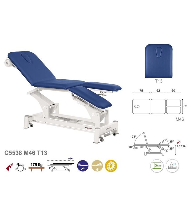 C5538 Table de traitement électrique 4 sections, avec jambes séparées