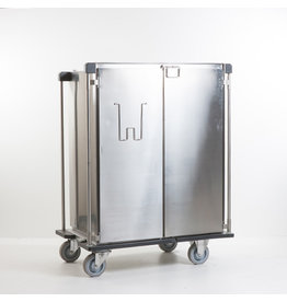Closed stainless steel transport trolley