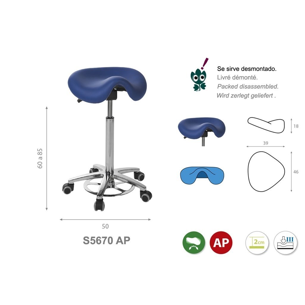 Ecopostural S5670AP Tabouret DERBY avec base chromée