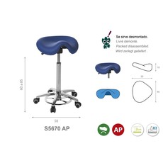 Ecopostural DERBY Tabouret met verchroomd onderstel (S5670AP)