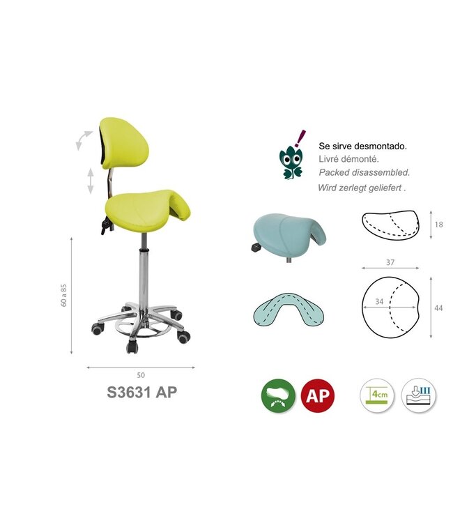 Ecopostural Tabouret selle PONY avec base chromée (S3631AP)